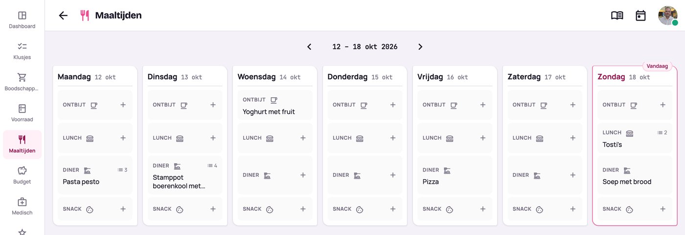 Het weekmenu van maandag tot zondag
